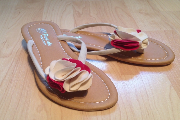 cerise pink flip flops